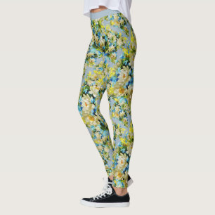 blauw-witte fluitpatroon Yoga Leggings