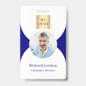 Blauw witte foto boog QR-code bedrijfslogo Badge (Voorzijde)