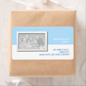 Blauw & witte foto etiket (Insitu)