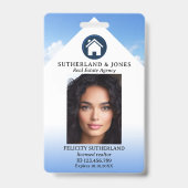 Blauw Witte Foto ID van Vastgoedmakelaar Badge (Voorzijde)