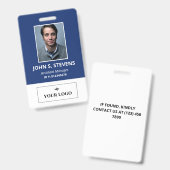 Blauw Witte Foto & Logo Personeels-ID-badge Badge (Voor- en achterkant)