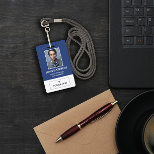 Blauw Witte Foto & Logo Personeelsbadge Badge