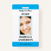 Blauw witte foto Personeel ID Badge (Voorkant)