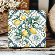 Blauw Witte Franse Landelijke Citroen Patroon