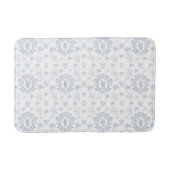 Blauw Witte Franse Toile Monogram Naam Patroon Badmat (Voorkant)