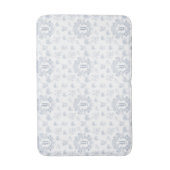 Blauw Witte Franse Toile Monogram Naam Patroon Badmat (Voorkant Verticaal)
