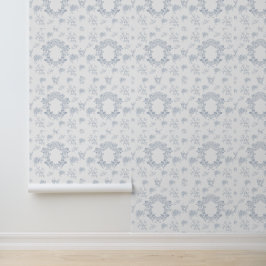 Blauw Witte Franse Toile Patroon Behang