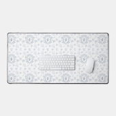 Blauw Witte Franse Toile Patroon Monogram Bureaumat (Keyboard & Muis)