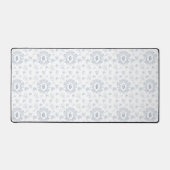 Blauw Witte Franse Toile Patroon Monogram Bureaumat (Voorkant)