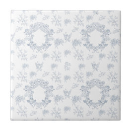 Blauw Witte Franse Toile Patroon Tegeltje