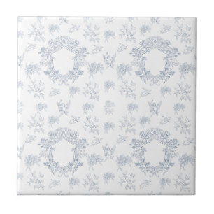 Blauw Witte Franse Toile Patroon Tegeltje