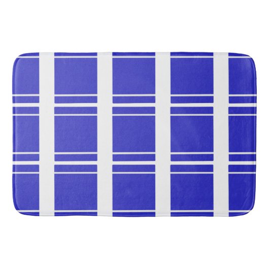 Blauw Witte Gebandeerde Streep Badmat (Voorkant)