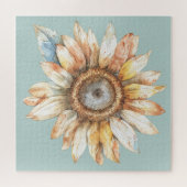 Blauw Witte Gele Zonnebloem Legpuzzel (Horizontaal)