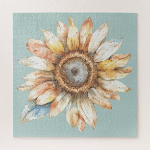Blauw Witte Gele Zonnebloem Legpuzzel