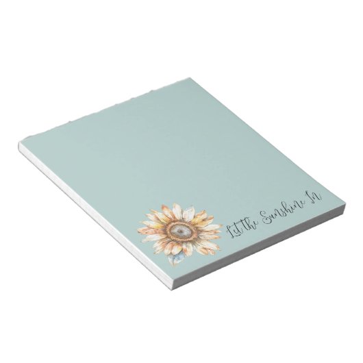 Blauw Witte Gele Zonnebloem Notitieblok (Schuin)