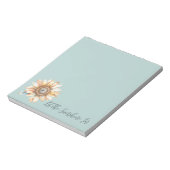 Blauw Witte Gele Zonnebloem Notitieblok (Linkerzijde)