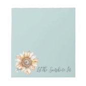 Blauw Witte Gele Zonnebloem Notitieblok (Voorkant)