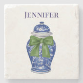 Blauw-witte gemberpot Chinoiserie Stenen Onderzetter (Voorkant)