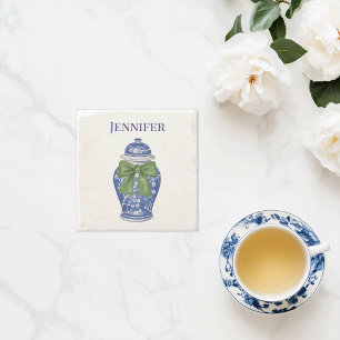 Blauw-witte gemberpot Chinoiserie Stenen Onderzetter