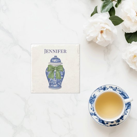 Blauw-witte gemberpot Chinoiserie Stenen Onderzetter