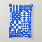 Blauw Witte Gemengde Patronen Patchwork Ontwerp  Accent Kussen (Achterkant (Verticaal))