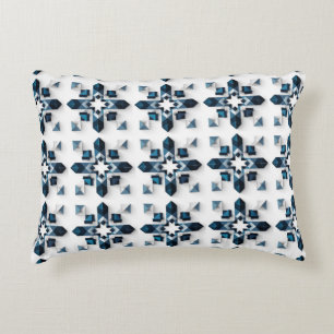 Blauw Witte Geometrische Abstracte Moderne Accent Kussen