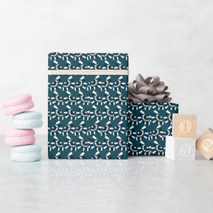 Blauw Witte Geometrische Baby Shower Verjaardag Cadeaupapier