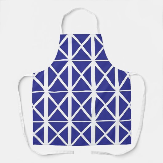 Blauw Witte Geometrische Driehoek Patroon Schort (Voorkant)