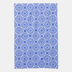 Blauw Witte Geometrische Naadloos Patroon Theedoek