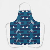 Blauw Witte Geometrische Patroon Decoratie Schort (Voorkant)