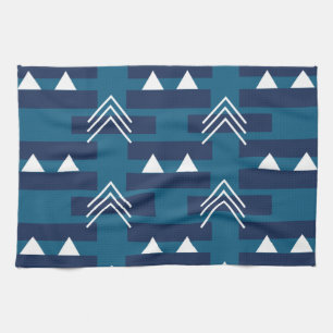 Blauw Witte Geometrische Patroon Moderne Decoratie Theedoek