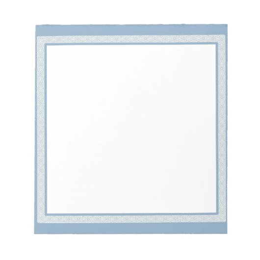 Blauw-witte geometrische rand notitieblok (Voorkant)