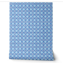 Blauw & Witte Geometrische Sneeuwvlok Behang
