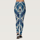 Blauw-witte geometrische Waterverf Leggings (Achterkant)
