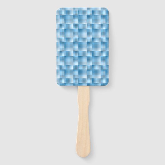 Blauw Witte Geruite Abstracte Patroon Handwaaier (Voorkant)