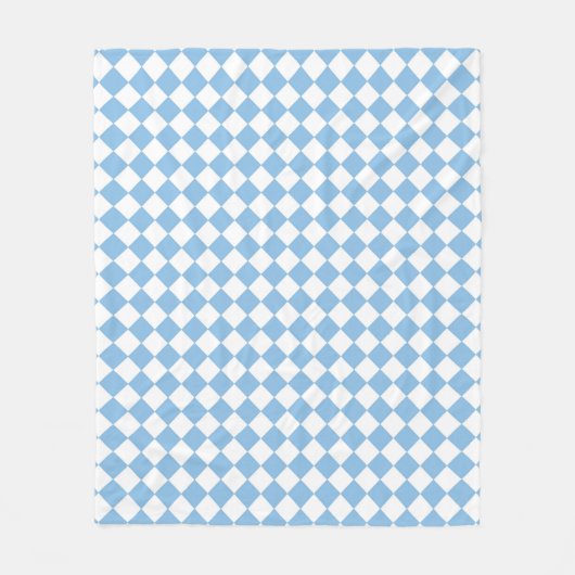 Blauw Witte Geruite Diamant Patroon Fleece Deken (Voorkant)