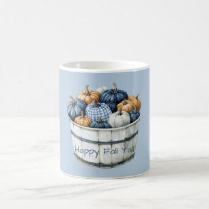 Blauw Witte Geruite Oranje Pompoen Emmer Koffiemok