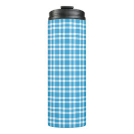 Blauw Witte Geruite Patroon Thermosbeker