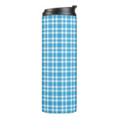 Blauw Witte Geruite Patroon Thermosbeker (Gedraaid links)
