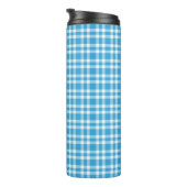 Blauw Witte Geruite Patroon Thermosbeker (Geroteerd rechts)