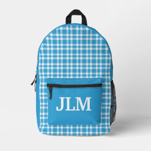 Blauw Witte Geruite Personaliseer Patroon Bedrukte Rugzak