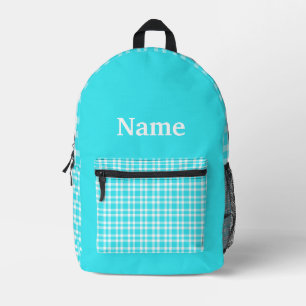 Blauw Witte Geruite Personaliseer Patroon Bedrukte Rugzak