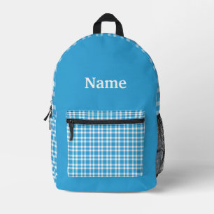 Blauw Witte Geruite Personaliseer Patroon Bedrukte Rugzak