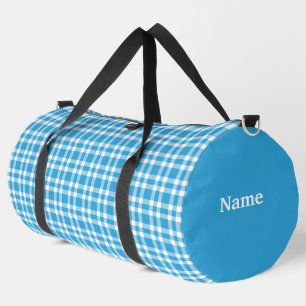 Blauw Witte Geruite Personaliseer Patroon Groot Plunjezak