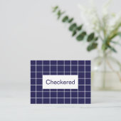 Blauw Witte Geruite Rasterpatroon Visitekaartje (Staand voorkant)