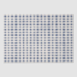 Blauw Witte Geruite Strepen Kerst Tissuepapier