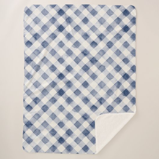 Blauw Witte Geruite Strepen   Sherpa Deken (Voorkant)