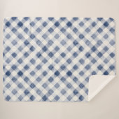Blauw Witte Geruite Strepen   Sherpa Deken (Voorkant (horizontaal))