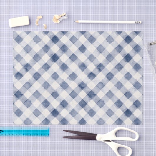 Blauw Witte Geruite Strepen Verjaardag Tissuepapier (Craft)