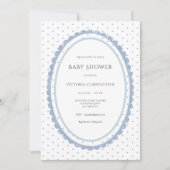 Blauw Witte Geschulpte Lijst Vintage Kaart (Voorkant)